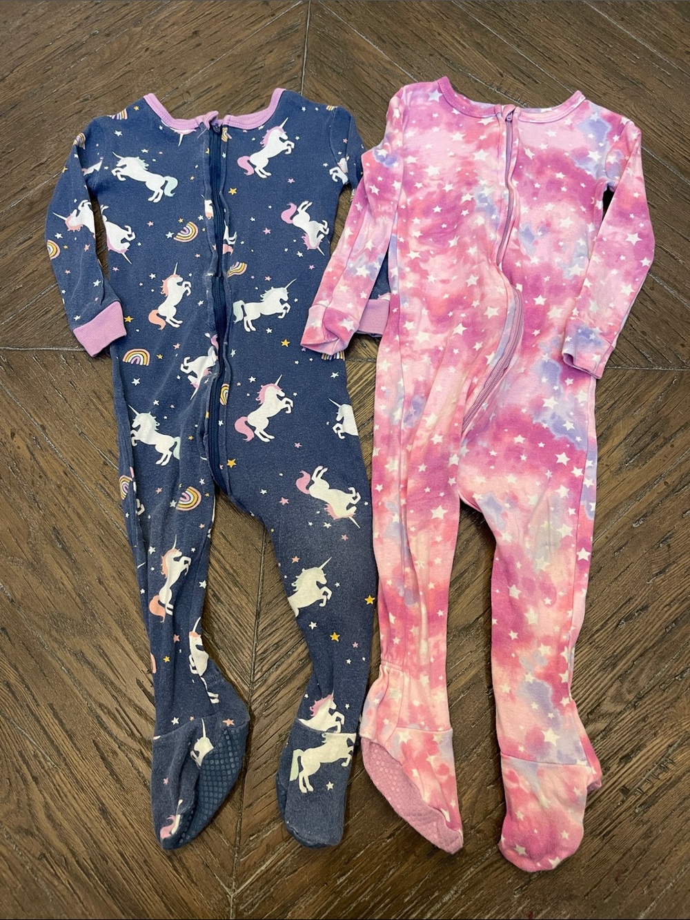 jumping beans Footed One-Piece Pajamas - Navy and Pink